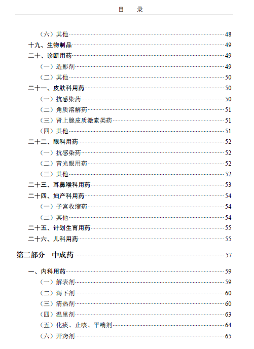 国家基本药物目录最新版